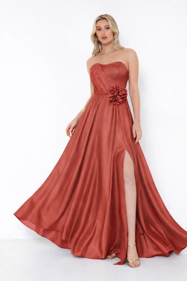 Vestido Paola Flor Sem Alca Em Cetil Bucol