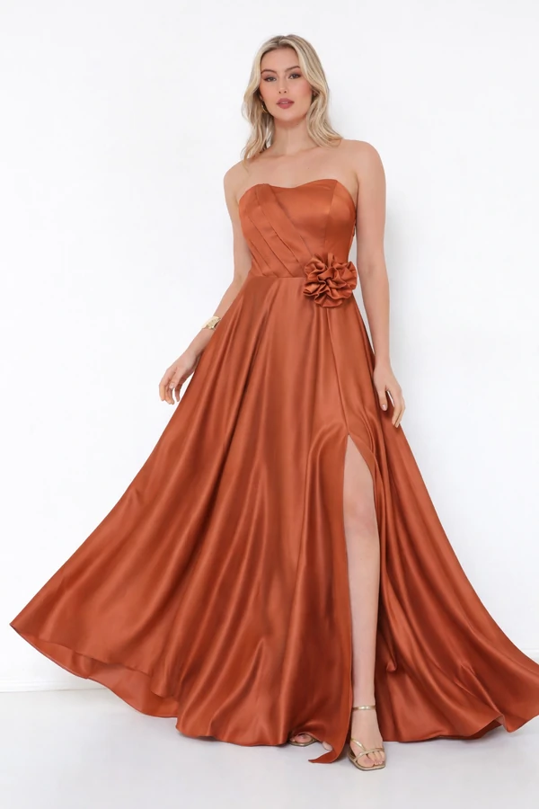 Vestido Paola Flor Sem Alca Em Cetil Bucol