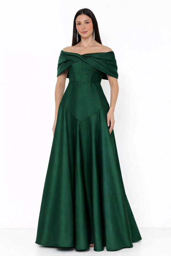 Vestido Blanca Ombro a Ombro Sofisticado