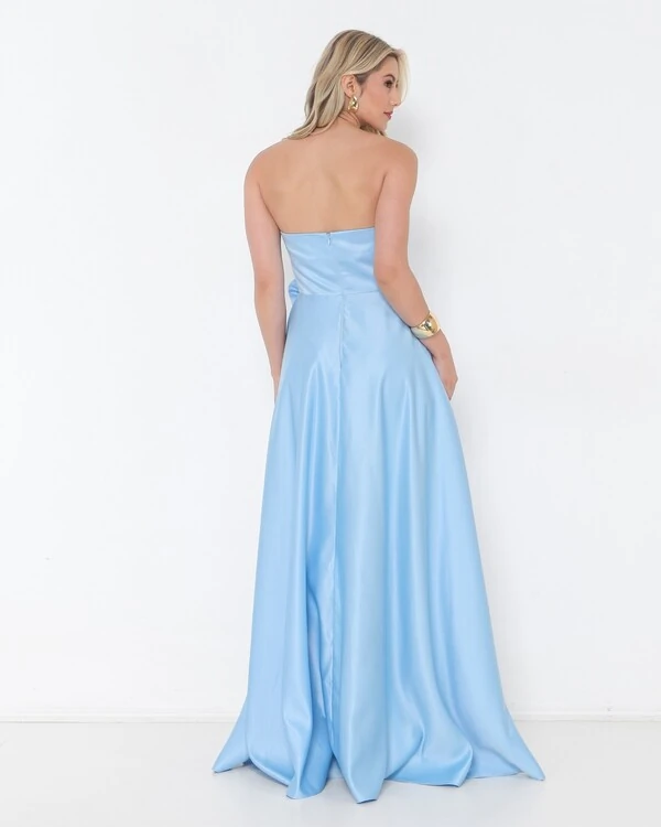 Vestido Paola Flor Sem Alca Em Cetil Bucol