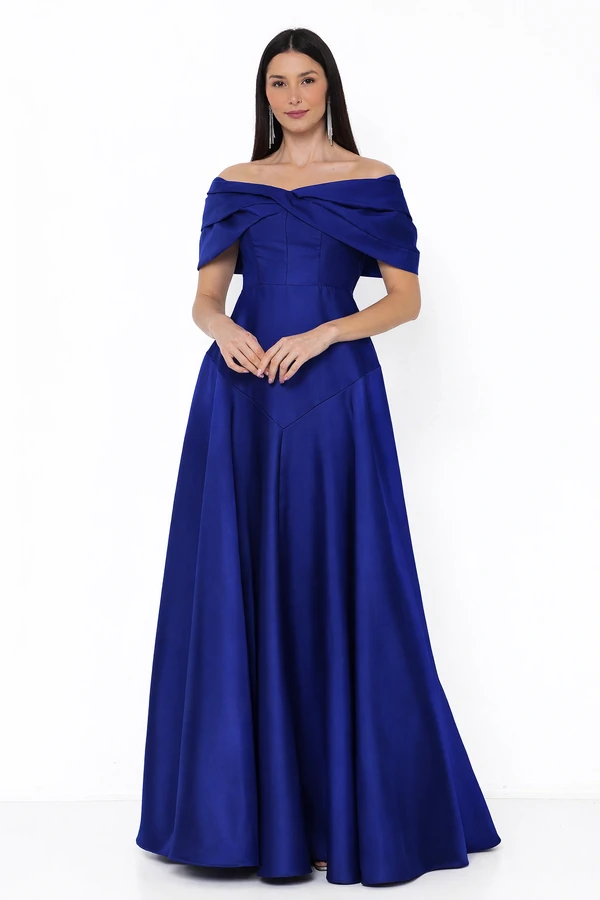 Vestido Blanca Ombro a Ombro Sofisticado