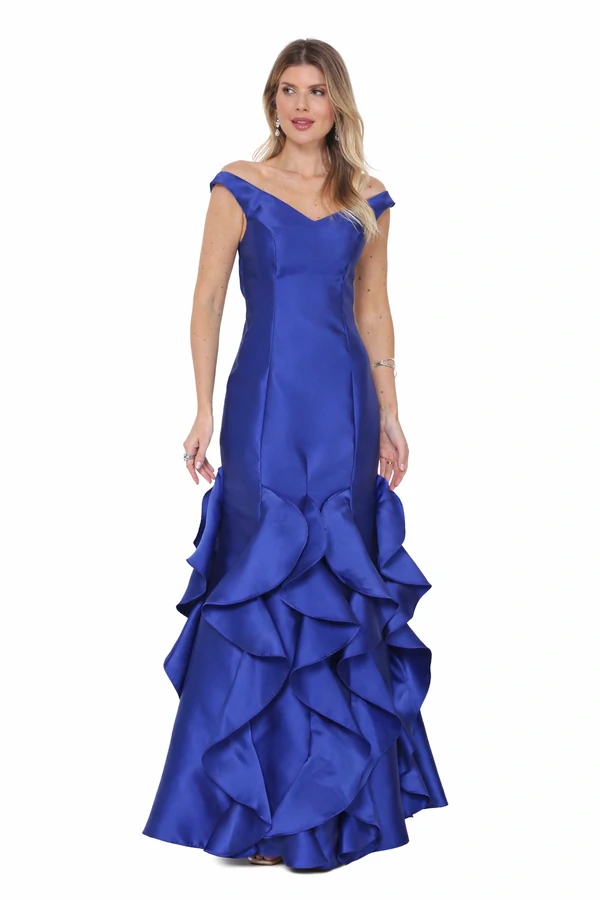 Vestido Rubia Zibeline Saia Em Babados