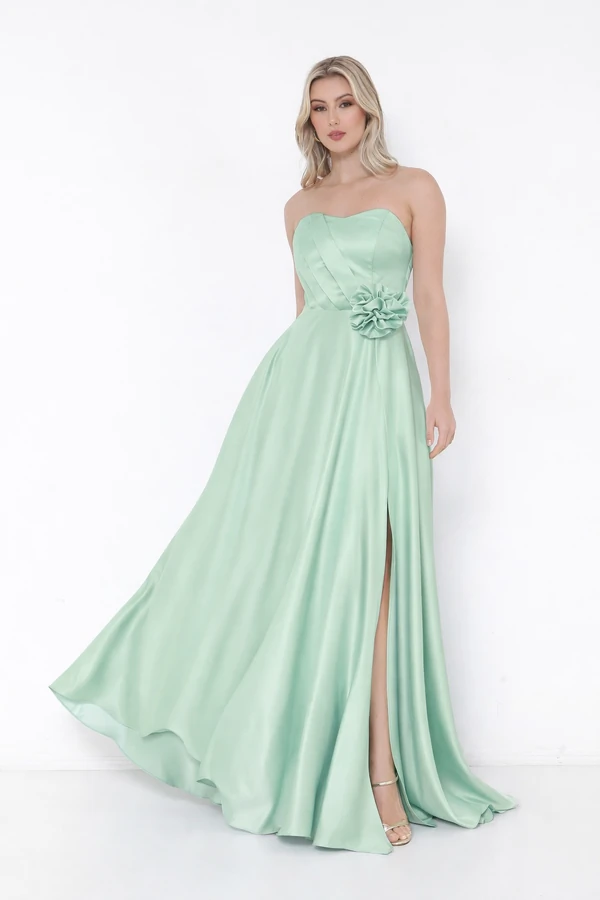 Vestido Paola Flor Sem Alca Em Cetil Bucol