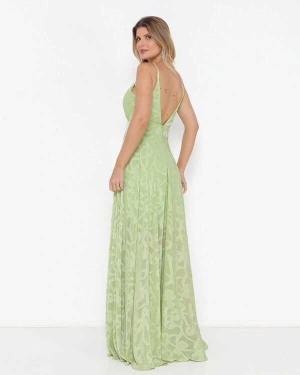Vestido Thaís em Jacquard Arboreto Verde