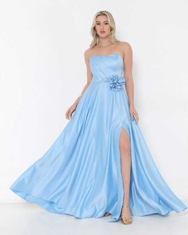 Vestido Paola Flor Sem Alca Em Cetil Bucol