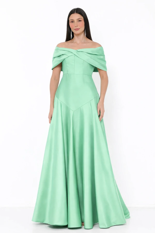 Vestido Blanca Ombro a Ombro Sofisticado