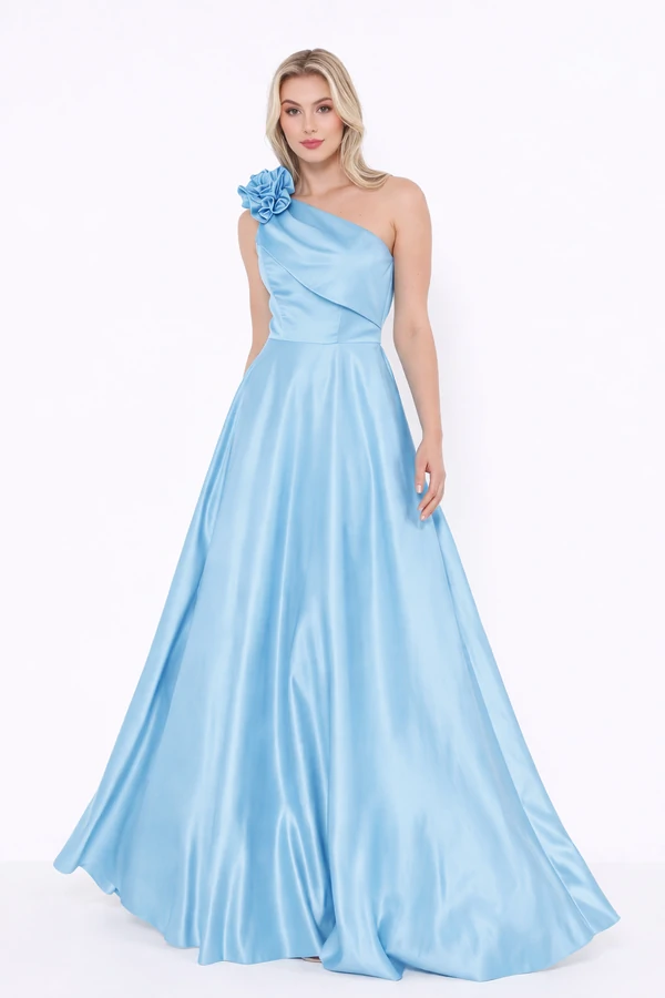 Vestido Viviane Em Cetim Detalhe Em Flor Mula Manca