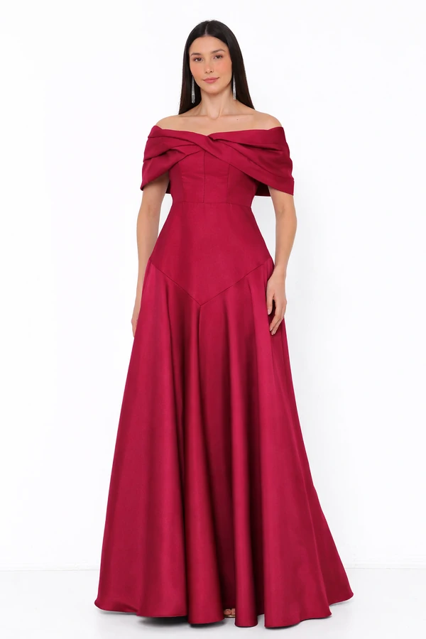 Vestido Blanca Ombro a Ombro Sofisticado