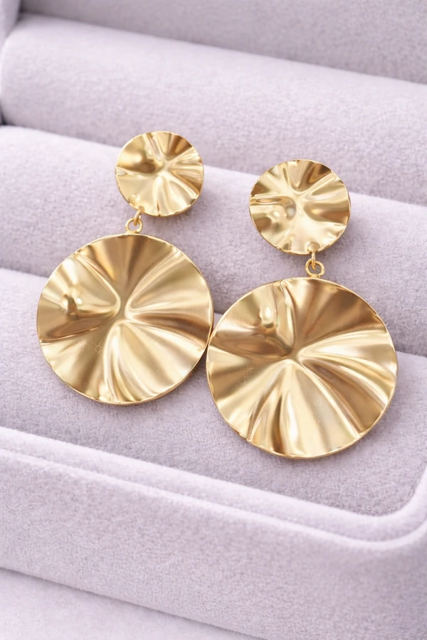 Brinco Disco Dourado Orgânico Semi Jóia