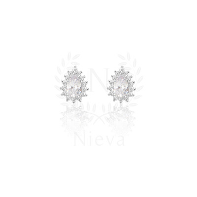 Foto Brinco Gotinha Eva White Prata 925