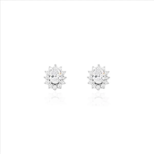 Brinco Princesa Kate White Prata