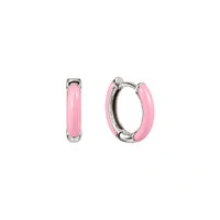 Argola Esmaltada Rosa Prata 925