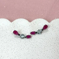 Brinco Ear Cuff Rubi e Acqua Prata 925