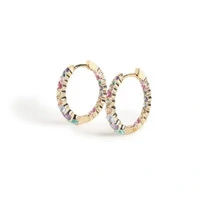 Argola Zircônias Coloridas Prata 925