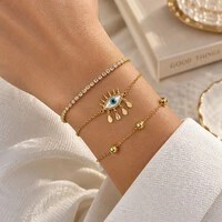 Pulseira Olho Grego Gotinhas Prata 925