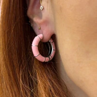 Argola Esmaltada Rosa M Prata 925