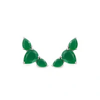Brinco Ear Hook Esmeralda Prata 925