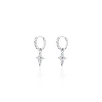 Argola Cravejada e Pingente Estrela Madrepérola Prata 925