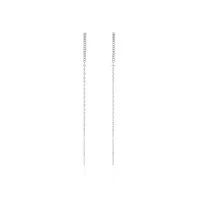 Brinco Fio Passante Barra Cravejada Prata 925