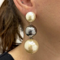 Brinco Maxi Pérolas Prateado