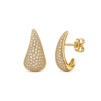 Brinco Gota Cravejado Banho Ouro 18k