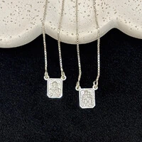 Escapulário Tradicional Sagrado Coração e Nsra. do Carmo 60cm Prata 925