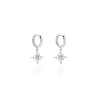 Argola Cravejada e Pingente Estrela Prata 925