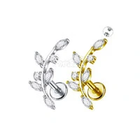 Piercing Labret Titânio Folhas