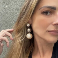 Brinco Maxi Pérolas Prateado