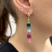 Argola Chuva de Cristais Coloridos