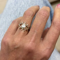 Anel Olho Grego Ajustável Ródio