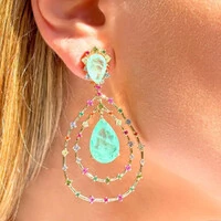 Brinco Gota Turmalina e Zircônias Rainbow