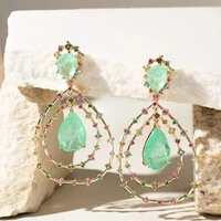 Brinco Gota Turmalina e Zircônias Rainbow