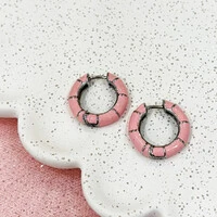 Argola Esmaltada Rosa M Prata 925