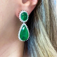 Brinco Gota Esmeralda Luxo