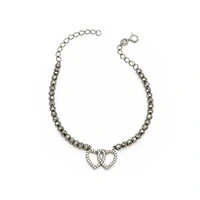 Pulseira Corações e Cristais Prata 925