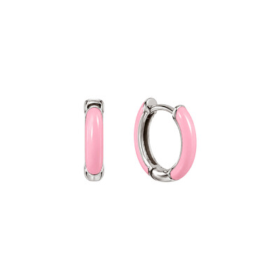 Foto Argola Esmaltada Rosa Prata 925
