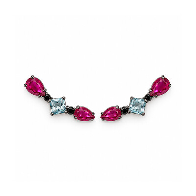Foto Brinco Ear Cuff Rubi e Acqua Prata 925