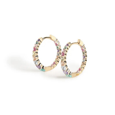 Foto Argola Zircônias Coloridas Prata 925