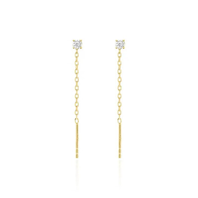 Foto Brinco Fio Passante Ponto de Luz Banho de Ouro 18k em Prata 925