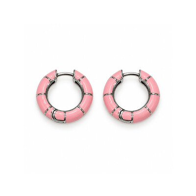 Foto Argola Esmaltada Rosa M Prata 925
