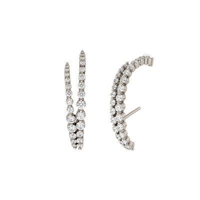 Foto Brinco Ear Hook Filetes Cravejados Prata 925
