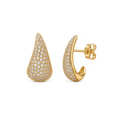 Foto Brinco Gota Cravejado Banho Ouro 18k