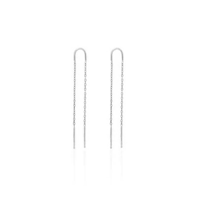 Foto Brinco Duas Correntes 6cm Prata 925