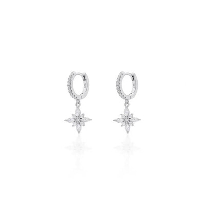 Foto Argola Cravejada e Pingente Estrela Prata 925