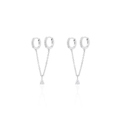 Foto Argola Primeiro e Segundo Furo com Corrente Prata 925