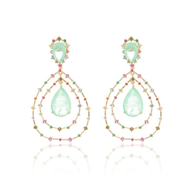 Foto Brinco Gota Turmalina e Zircônias Rainbow