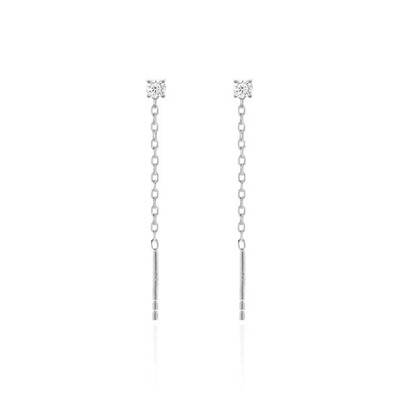 Foto Brinco Fio Passante Ponto de Luz em Prata 925