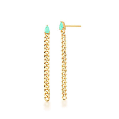 Foto Brinco Corrente Gota Turmalina