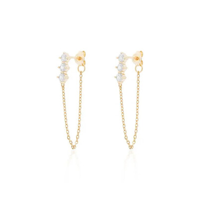 Foto Brinco Ear Line Pontos de Luz Prata 925